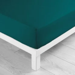 DRAP HOUSSE 2 PERSONNES 180X200CM UNI LINA PETROLE