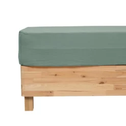 DRAP HOUSSE GAZE DE COTON CELADON 160X200CM