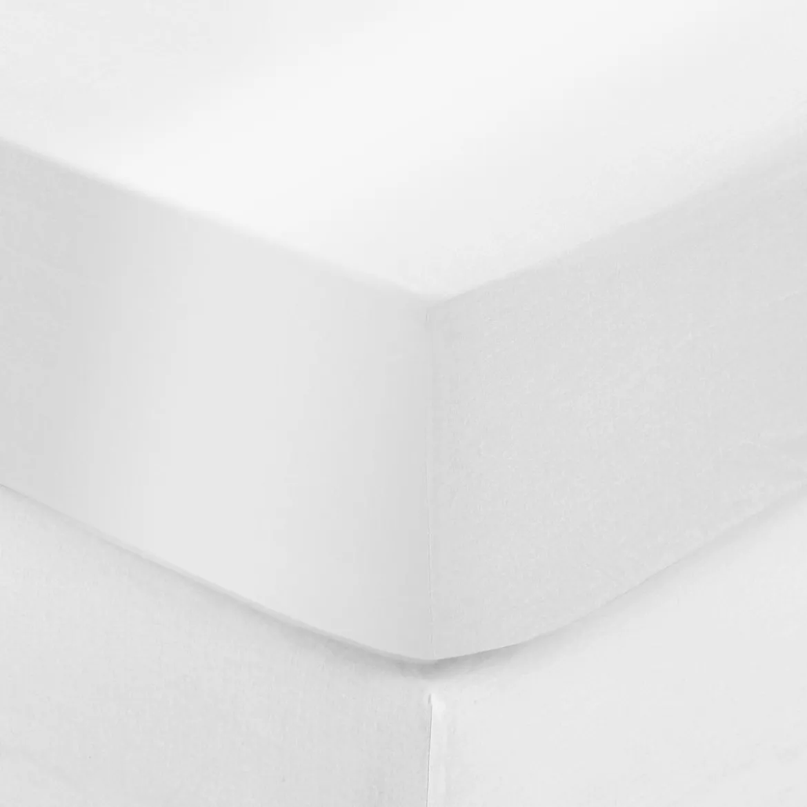 DRAP HOUSSE SATIN DE COTON BLANC 160X200CM