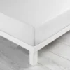 DRAP HOUSSE 140X190CM COTON LAVE 57 FILS LINETTE BLANC