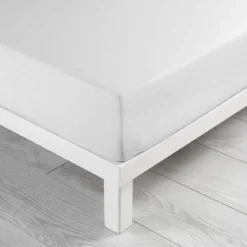 DRAP HOUSSE 160X200CM COTON LAVE 57 FILS LINETTE BLANC