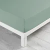 DRAP HOUSSE 140X190CM COTON LAVE 57 FILS LINETTE SAUGE