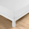DRAP HOUSSE 140X190CM COTON POLY LINELLA BLANC