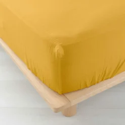 DRAP HOUSSE 160X200CM GAZE COTON 57 FILS ANGELIA JAUNE