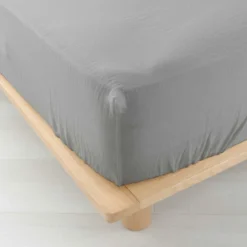 DRAP HOUSSE 140X190CM GAZE COTON 57 FILS ANGELIA GRIS
