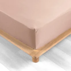 DRAP HOUSSE 160X200CM PERCALE UNI 78 FILS NUDE