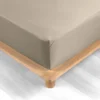 DRAP HOUSSE 140X190CM PERCALE UNI 78 FILS SABLE