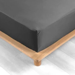 DRAP HOUSSE 140X190CM PERCALE UNI 78 FILS ACIER