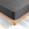 DRAP HOUSSE 160X200CM PERCALE UNI 78 FILS ACIER