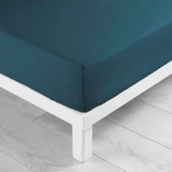DRAP HOUSSE 160X200CM UNI 57 FILS LINA BLEU