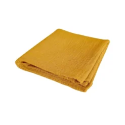 DRAP HOUSSE GAZE DE COTON 60X120CM MOUTARDE