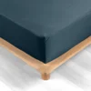 DRAP HOUSSE 160X200CM PERCALE UNI 78 FILS BLEU NUIT