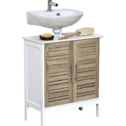 ELEMENT SOUS LAVABO STRUCTURE MDF 2 PORTES ET ETAGERE INTERI