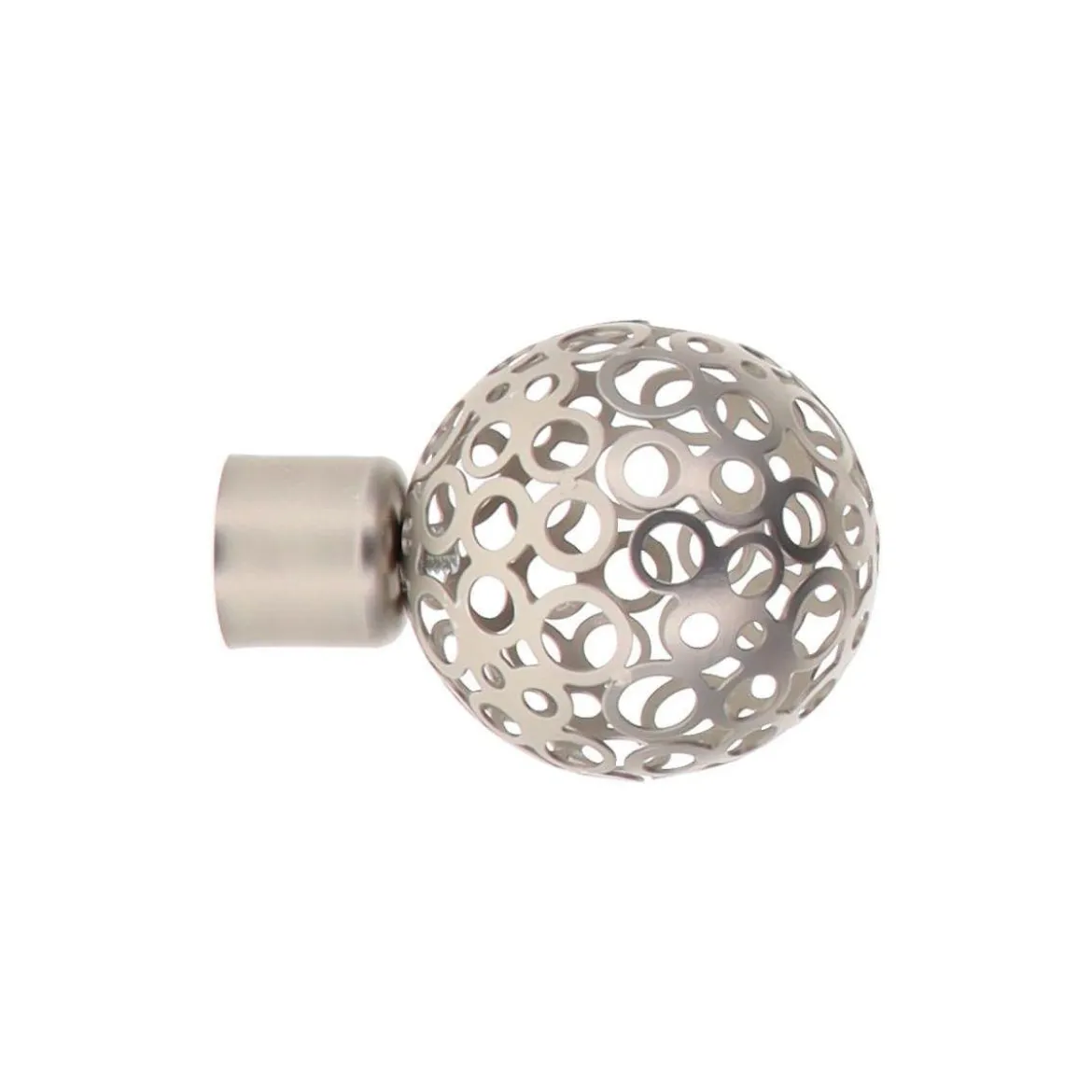 EMBOUT BOULE PERFOREE D.20 X2 PIECES ARGENT MAT