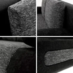 EMMA CANAPE CONVERTIBLE TISSU ANTHRACITE NOIR