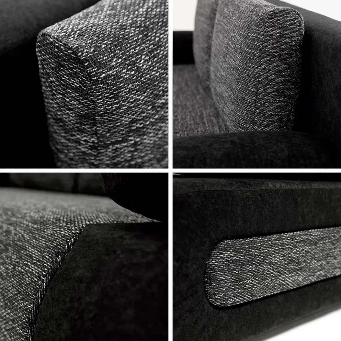 EMMA CANAPE CONVERTIBLE TISSU ANTHRACITE NOIR