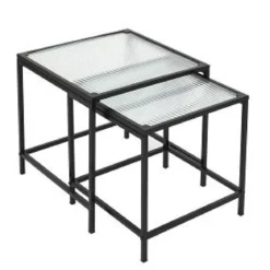 ENSEMBLE DE 2 TABLES GIGOGNE ROSA VERRE TEXTURE