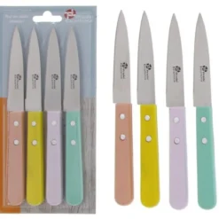 ESSENTIELS SET 4 COUTEAUX OFFICE 9CM MANCHES COULEUR
