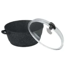 ESTIA FAITOUT 24CM FACON PIERRE AVEC COUVERCLE VERRE