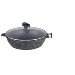 ESTIA SAUTEUSE 24CM FACON PIERRE AVEC COUVERCLE VERRE