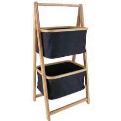 ETAGERE BAMBOU 2 PANIERS NOIR BAMBOU