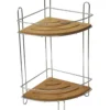 ETAGERE D ANGLE FIL METAL   BAMBOU 2 NIVEAUX   CHROME   BAMB