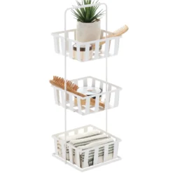 ETAGERE METAL CARREE 3 NIVEAUX IVOIRE