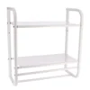 ETAGERE MURALE 2 ETAGES ET PORTE SERVIETTES 2 BARRES BLANC