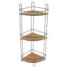 ETAGERE ANGLE FIL METAL BAMBOU 3 NIVEAUX NOIR