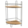 ETAGERE ANGLE FIL METAL BAMBOU 2 NIVEAUX NOIR