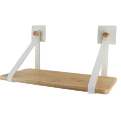 ETAGERE BAMBOU AVEC LANIERES A FIXER BLANC BAMBOU