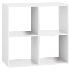 ETAGERE BOIS 4 CASES MIX BLANC