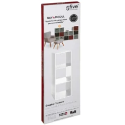 ETAGERE BOIS 3 CASES MIX BLANC