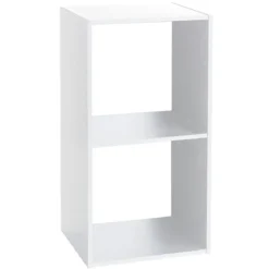 ETAGERE BOIS 2 CASES MIX BLANC