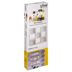 ETAGERE BOIS 9 CASES MIX BLANC