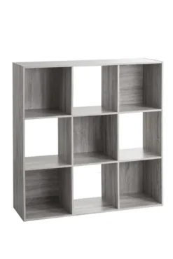 ETAGERE BOIS 9 CASES MIX GRIS