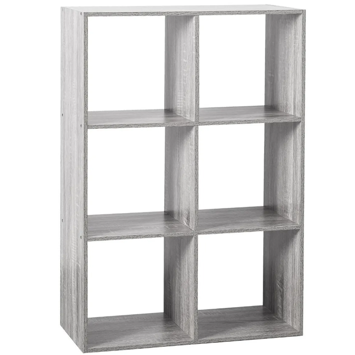 ETAGERE BOIS 6 CASES MIX GRIS