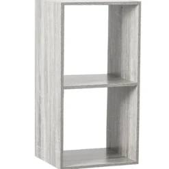 ETAGERE BOIS 2 CASES MIX GRIS