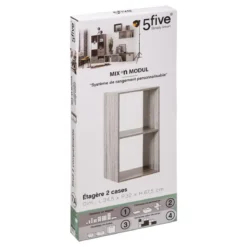 ETAGERE BOIS 2 CASES MIX GRIS