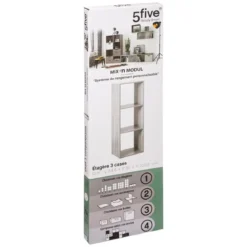 ETAGERE BOIS 3 CASES MIX GRIS
