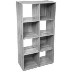 ETAGERE BOIS 8 CASES MIX GRIS