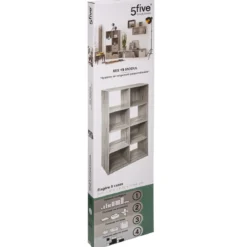 ETAGERE BOIS 8 CASES MIX GRIS