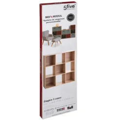 ETAGERE BOIS 9 CASES MIX NATUREL