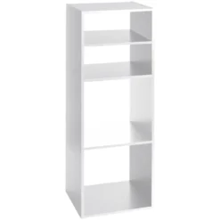 ETAGERE BOIS 2 ET 2 CASES MIX BLANC