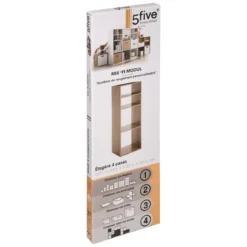 ETAGERE BOIS 2 ET 2 CASES MIX NATUREL