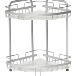 ETAGERE D ANGLE FIL ALUMINIUM 2 NIVEAUX A POSER CHROME