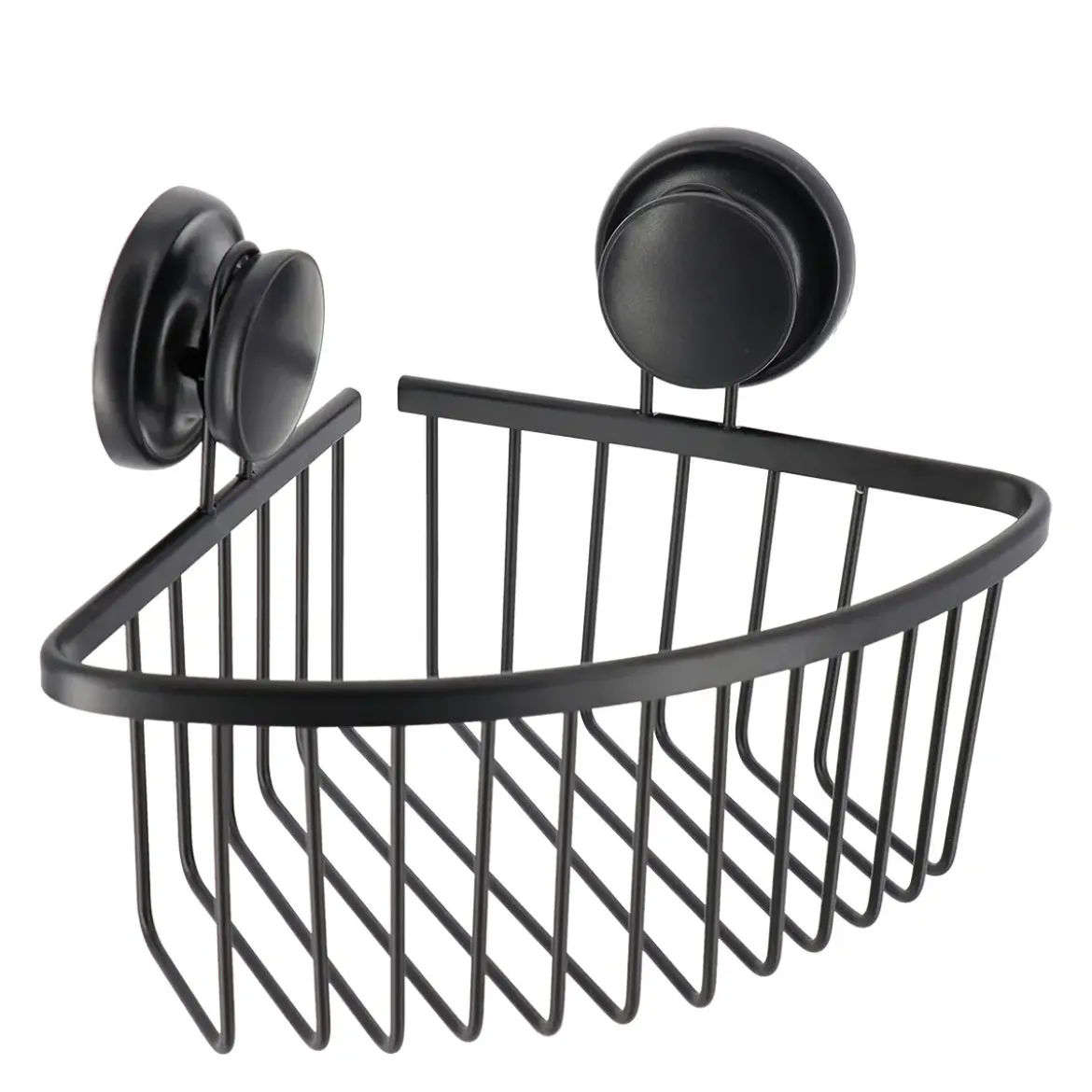 ETAGERE D ANGLE FIL ALUMINIUM VENTOUSES NOIR