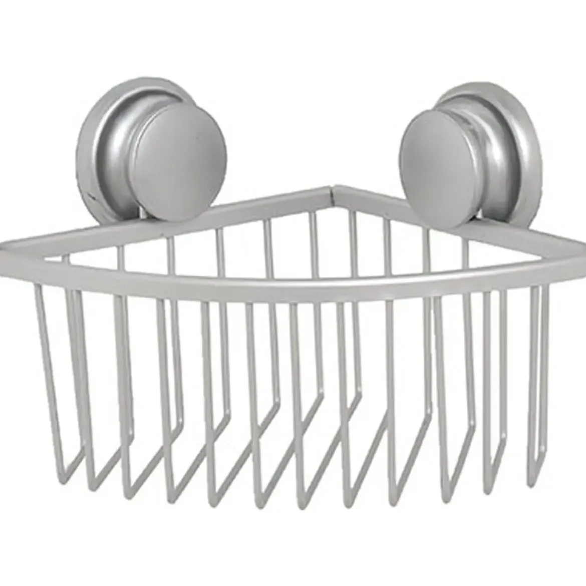 ETAGERE D ANGLE FIL ALUMINIUM SUR VENTOUSES CHROME