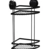 ETAGERE D ANGLE FIL METAL 2 NIVEAUX SUR VENTOUSES NOIR