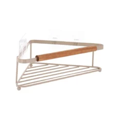 ETAGERE D ANGLE METAL ACACIA A POSER OU A STICKER BEIGE